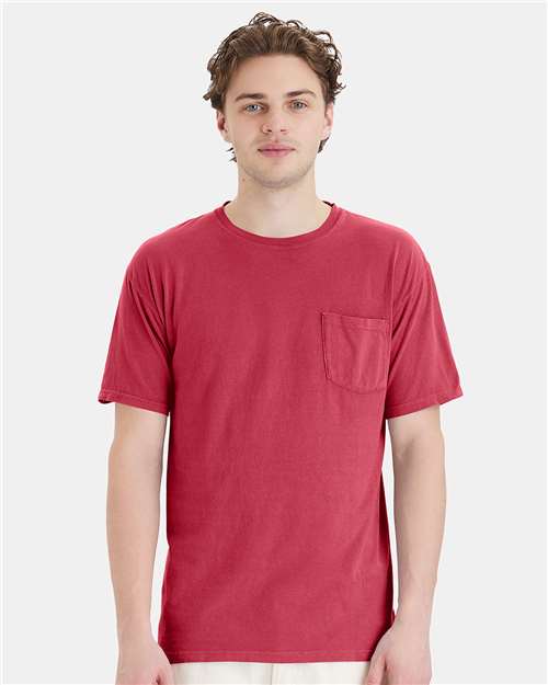 Unisex Garment-Dyed Pocket T-Shirt - Crimson Fall