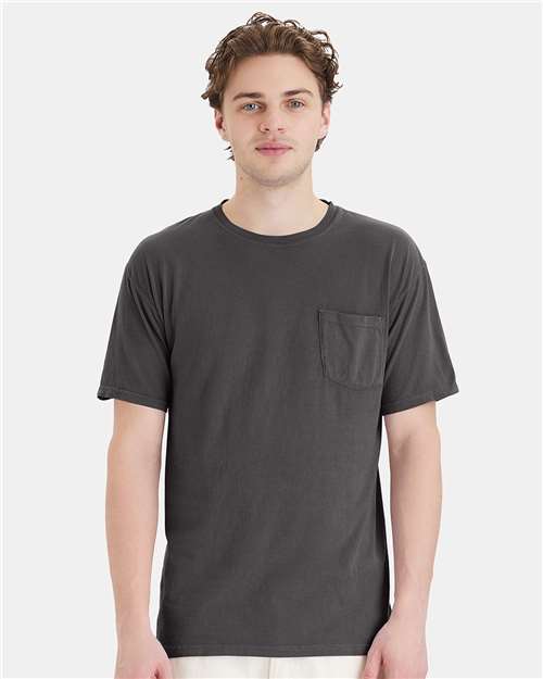 Unisex Garment-Dyed Pocket T-Shirt - New Railroad Grey