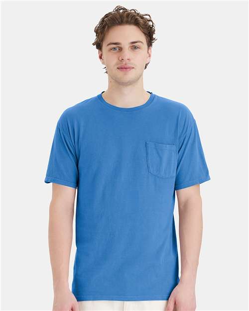 Unisex Garment-Dyed Pocket T-Shirt - Summer Sky Blue