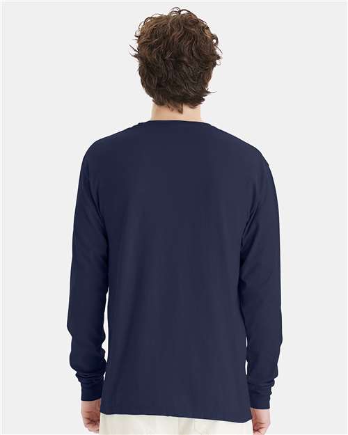 Unisex Garment-Dyed Long Sleeve T-Shirt - Navy