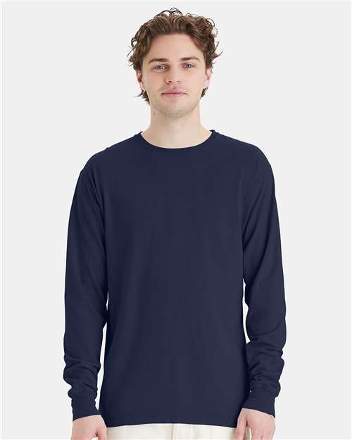 Unisex Garment-Dyed Long Sleeve T-Shirt - Navy