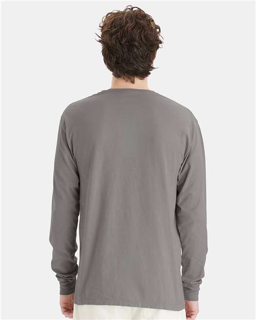 Unisex Garment-Dyed Long Sleeve T-Shirt - Concrete Grey