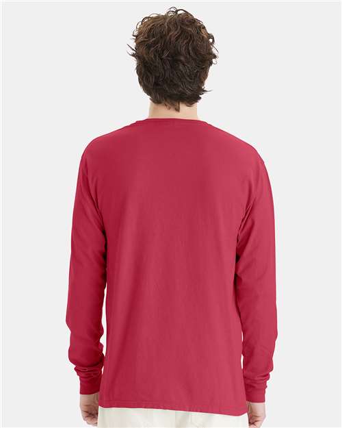 Unisex Garment-Dyed Long Sleeve T-Shirt - Crimson Fall