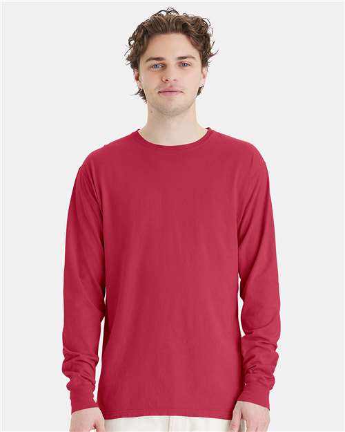 Unisex Garment-Dyed Long Sleeve T-Shirt - Crimson Fall