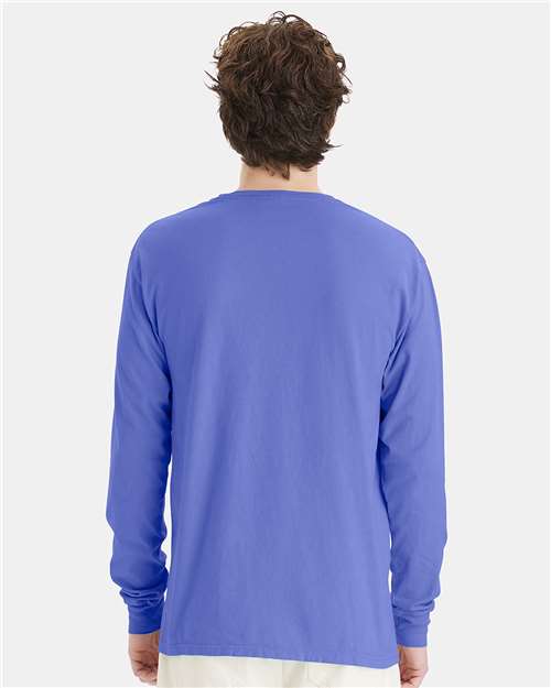Unisex Garment-Dyed Long Sleeve T-Shirt - Deep Forte Blue