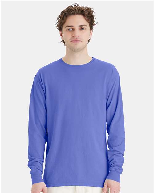 Unisex Garment-Dyed Long Sleeve T-Shirt - Deep Forte Blue