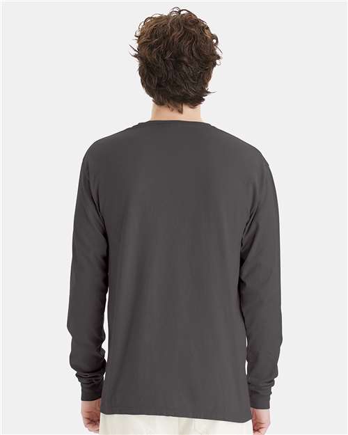 Unisex Garment-Dyed Long Sleeve T-Shirt - New Railroad Grey