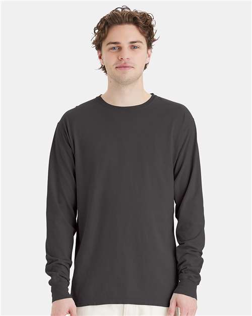 Unisex Garment-Dyed Long Sleeve T-Shirt - New Railroad Grey