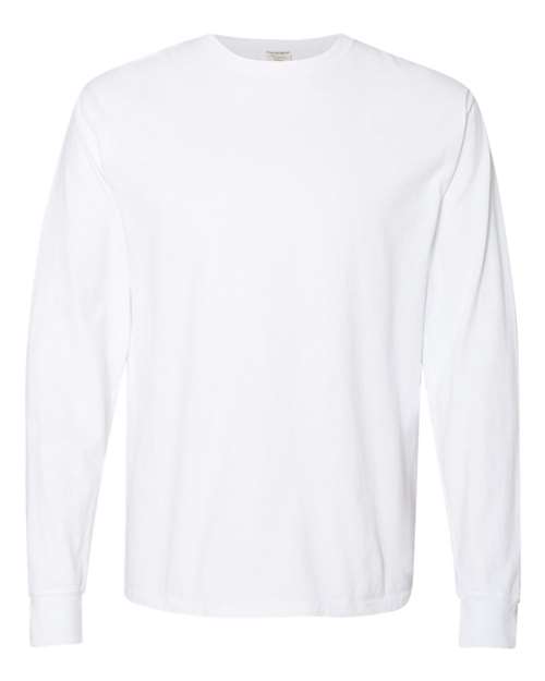Unisex Garment-Dyed Long Sleeve T-Shirt - White
