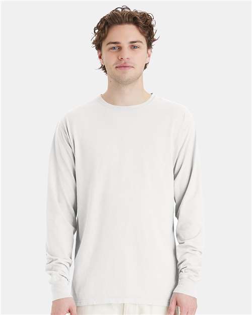 Unisex Garment-Dyed Long Sleeve T-Shirt - White