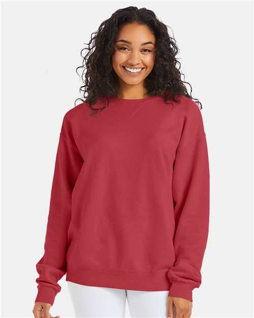 Unisex Garment-Dyed Crewneck Sweatshirt - Crimson Fall
