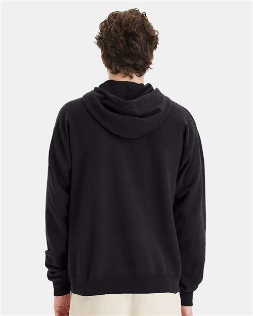 Unisex Garment-Dyed Hooded Sweatshirt - Black