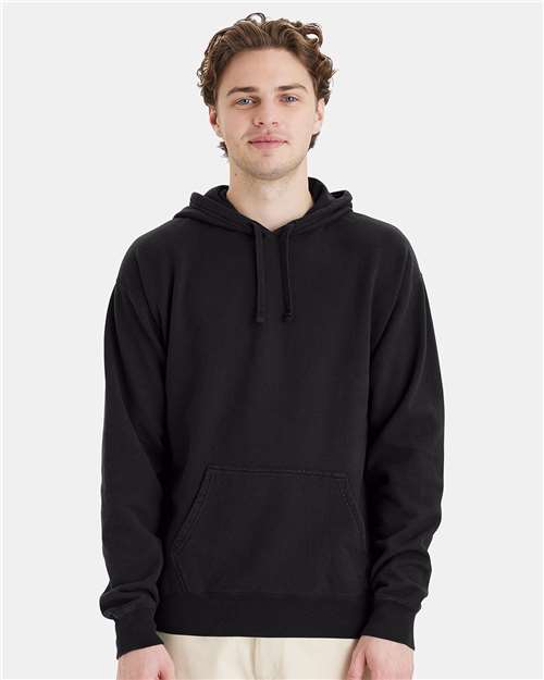 Unisex Garment-Dyed Hooded Sweatshirt - Black