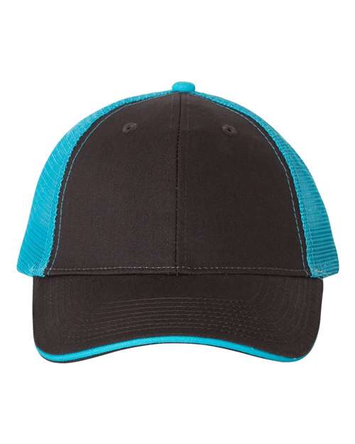 Sandwich Trucker Cap - Charcoal/ Neon Blue