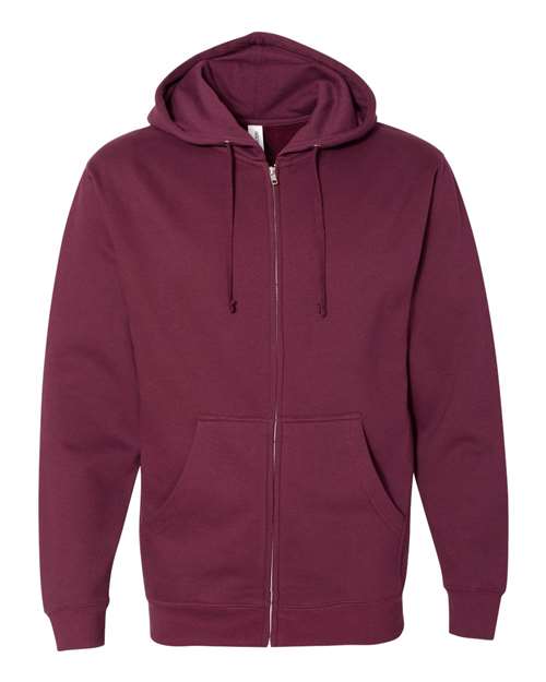 Unisex Midweight Full-Zip Hooded Sweatshirt - Maroon