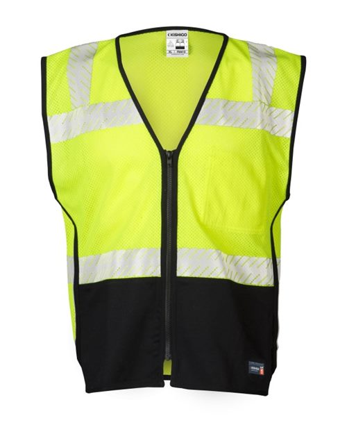 Unisex Premium Black Series® FR Black Bottom Mesh Vest - Lime