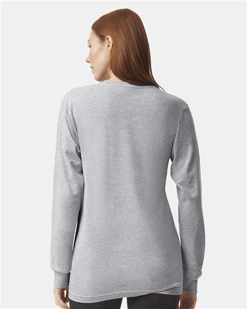Unisex Fine Jersey Long Sleeve Tee - Heather Grey