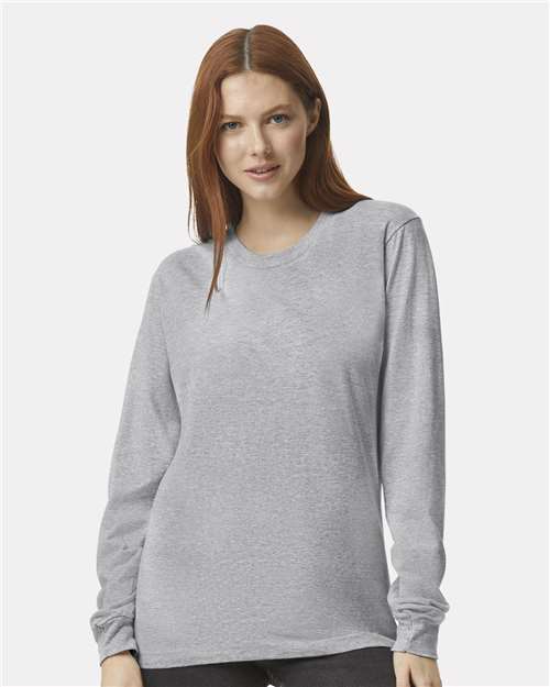 Unisex Fine Jersey Long Sleeve Tee - Heather Grey