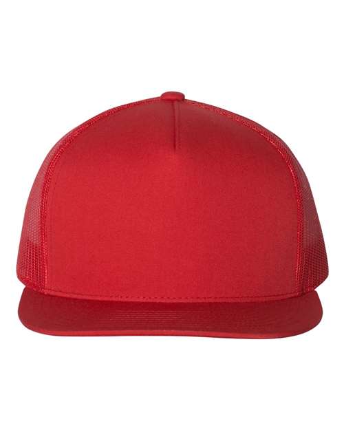 Classic Five-Panel Trucker Cap - Red