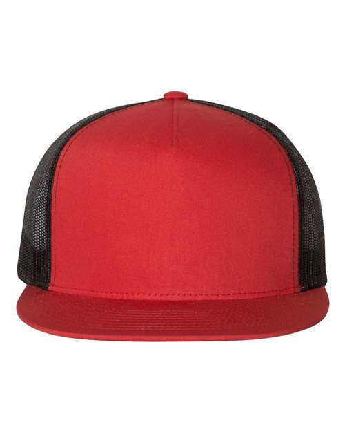 Five-Panel Classic Trucker Cap - Red/ Black