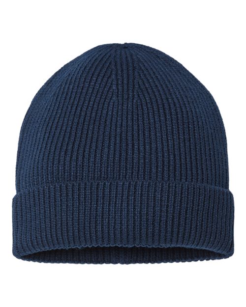 Sustainable Fine Rib Cuffed Beanie - Navy