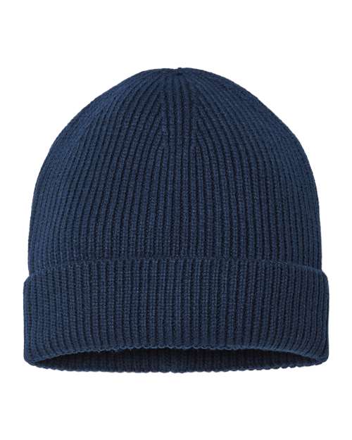 Sustainable Fine Rib Cuffed Beanie - Navy