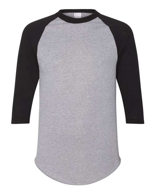Unisex Three-Quarter Raglan Sleeve Baseball Jersey T-Shirt - Athletic Heather/ Black