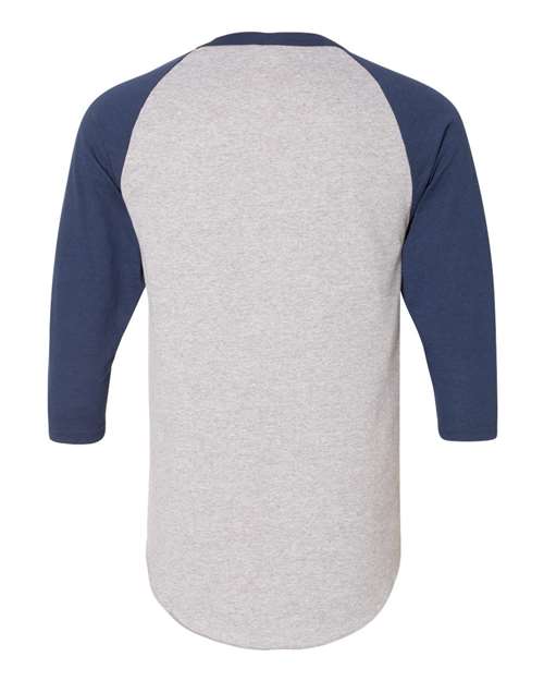 Unisex Three-Quarter Raglan Sleeve Baseball Jersey T-Shirt - Athletic Heather/ Navy