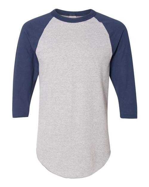 Unisex Three-Quarter Raglan Sleeve Baseball Jersey T-Shirt - Athletic Heather/ Navy