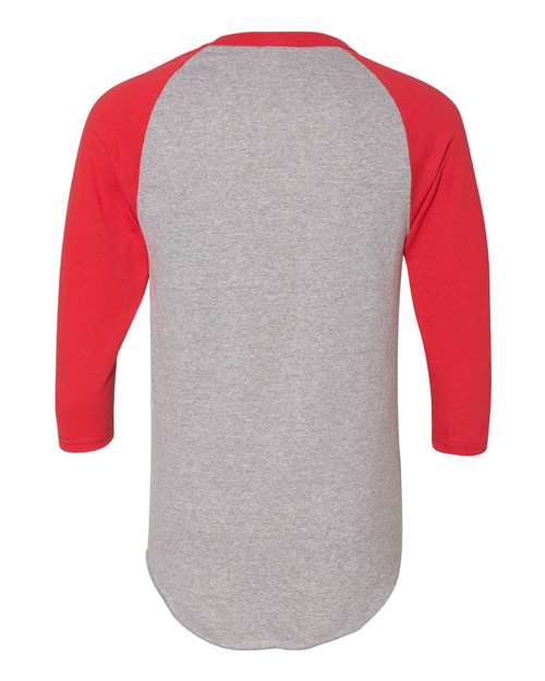 Unisex Three-Quarter Raglan Sleeve Baseball Jersey T-Shirt - Athletic Heather/ Red