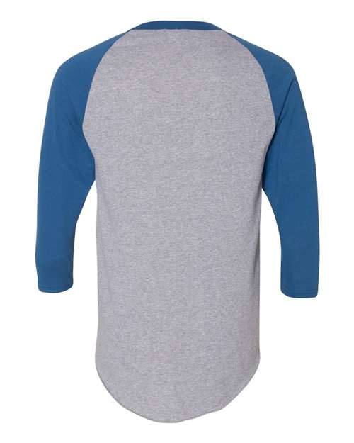 Unisex Three-Quarter Raglan Sleeve Baseball Jersey T-Shirt - Athletic Heather/ Royal
