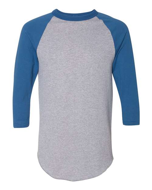 Unisex Three-Quarter Raglan Sleeve Baseball Jersey T-Shirt - Athletic Heather/ Royal