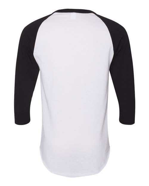 Unisex Three-Quarter Raglan Sleeve Baseball Jersey T-Shirt - White/ Black