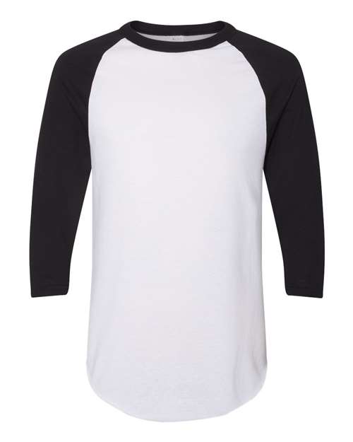 Unisex Three-Quarter Raglan Sleeve Baseball Jersey T-Shirt - White/ Black