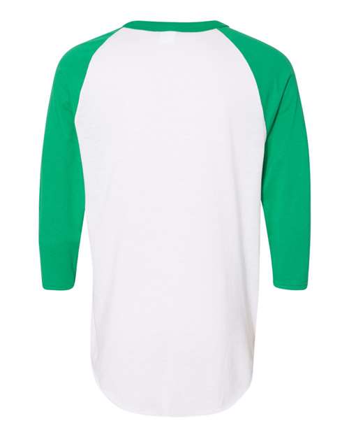 Unisex Three-Quarter Raglan Sleeve Baseball Jersey T-Shirt - White/ Kelly
