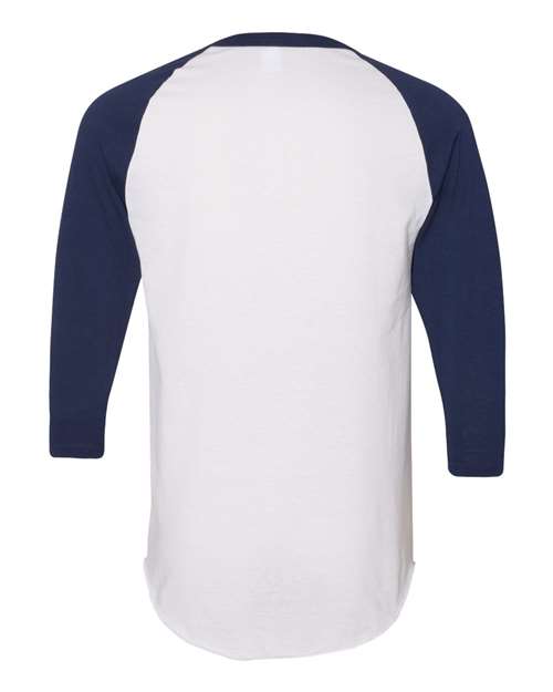 Unisex Three-Quarter Raglan Sleeve Baseball Jersey T-Shirt - White/ Navy