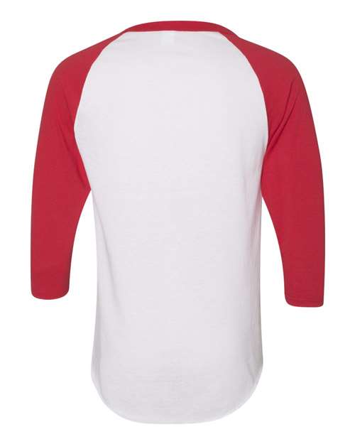 Unisex Three-Quarter Raglan Sleeve Baseball Jersey T-Shirt - White/ Red