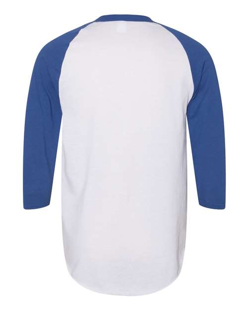 Unisex Three-Quarter Raglan Sleeve Baseball Jersey T-Shirt - White/ Royal