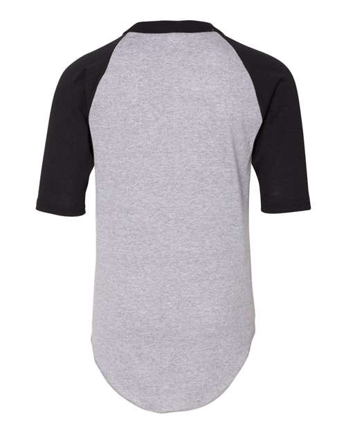 Youth Three-Quarter Sleeve Baseball Jersey - Athletic Heather/ Black