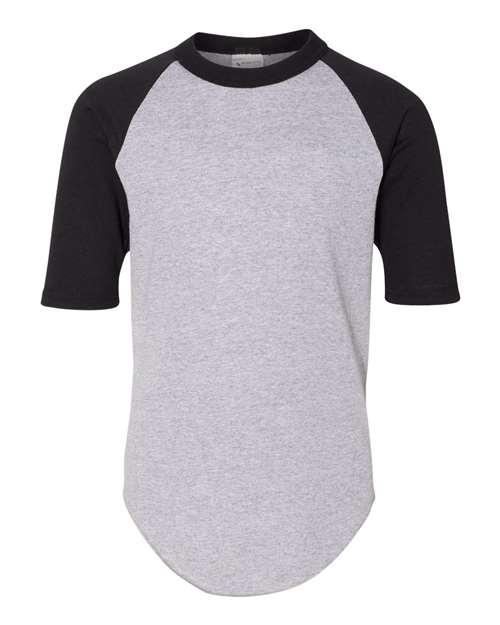 Youth Three-Quarter Sleeve Baseball Jersey - Athletic Heather/ Black