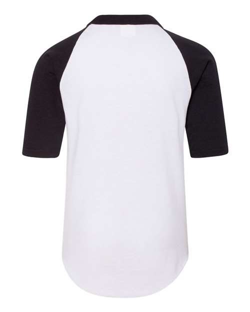 Youth Three-Quarter Sleeve Baseball Jersey - White/ Black