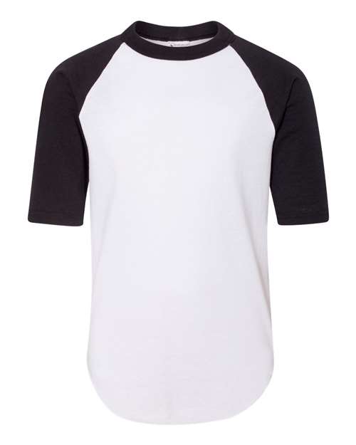 Youth Three-Quarter Sleeve Baseball Jersey - White/ Black