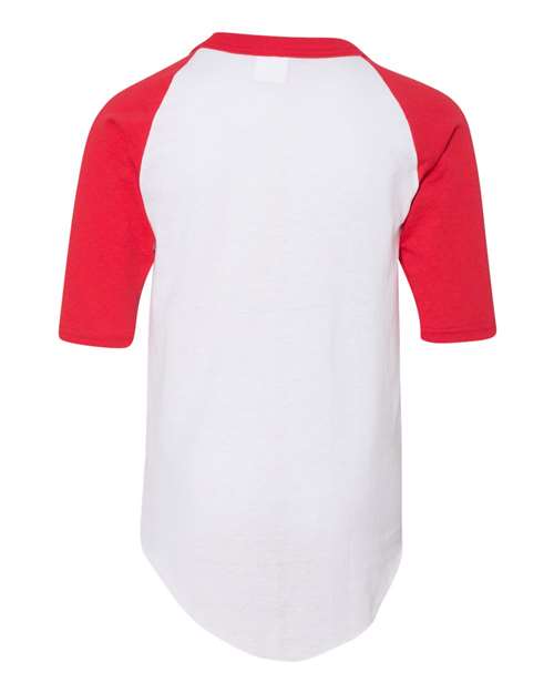 Youth Three-Quarter Sleeve Baseball Jersey - White/ Red