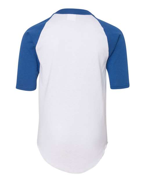Youth Three-Quarter Sleeve Baseball Jersey - White/ Royal