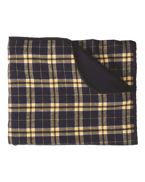 Flannel Blanket - Navy/ Gold
