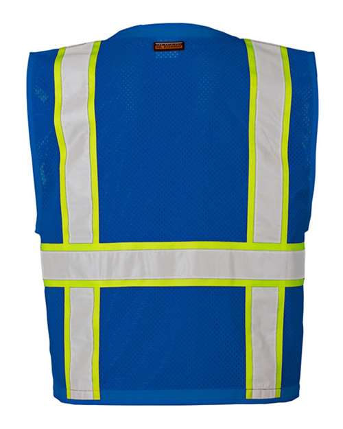 Unisex EV Series® Enhanced Visibility Multi-Pocket Mesh Vest - Royal Blue/ Lime - B102