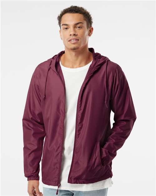 Men's Lightweight Windbreaker Full-Zip Jacket - Maroon