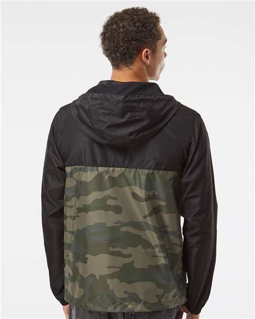 Men's Lightweight Windbreaker Full-Zip Jacket - Black/ Forest Camo