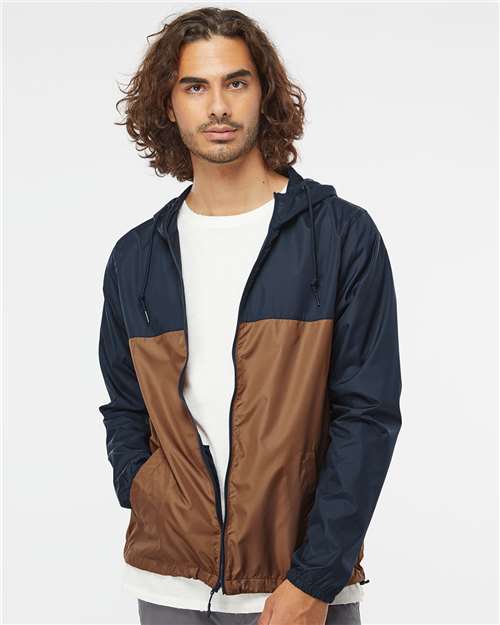 Men's Lightweight Windbreaker Full-Zip Jacket - Classic Navy/ Saddle