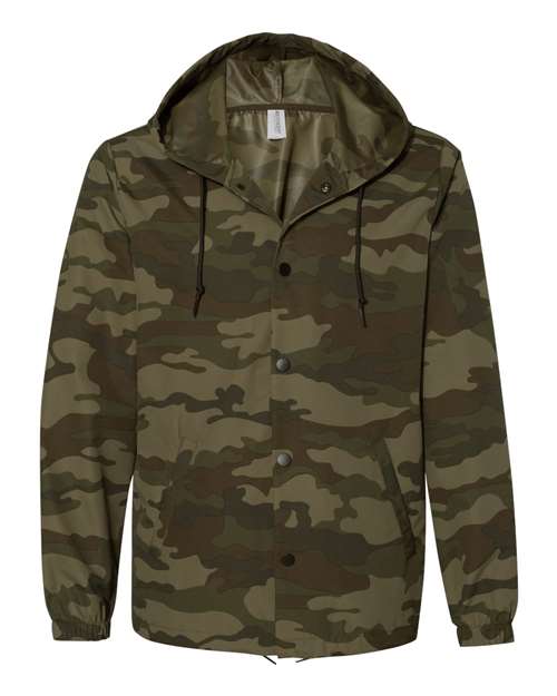 Men's Water-Resistant Hooded Windbreaker - Forest Camo